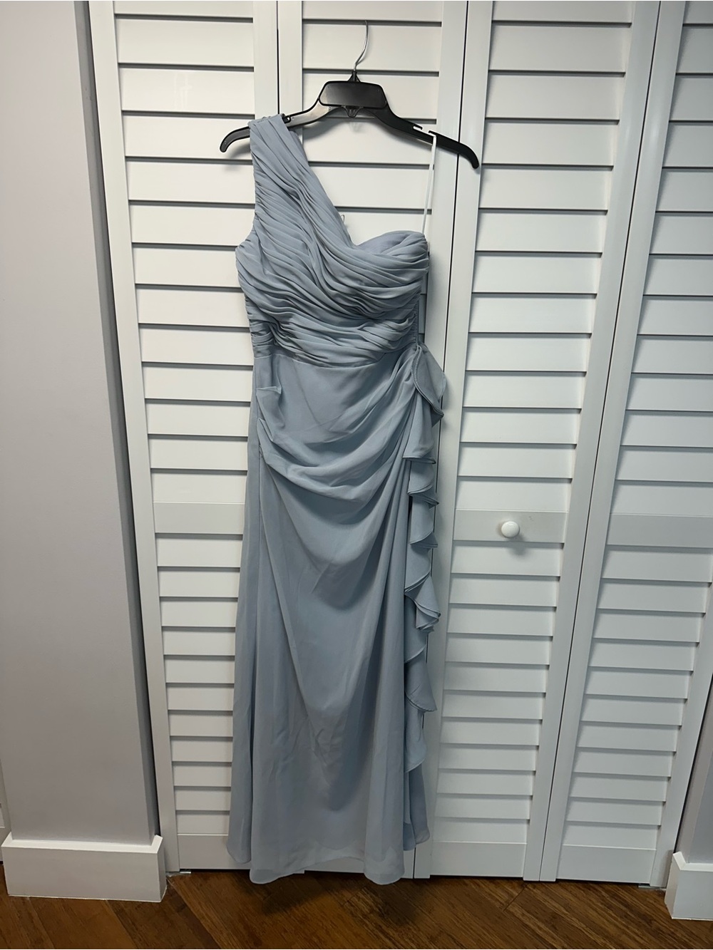Elegant One-Shoulder Light Blue Evening Gown